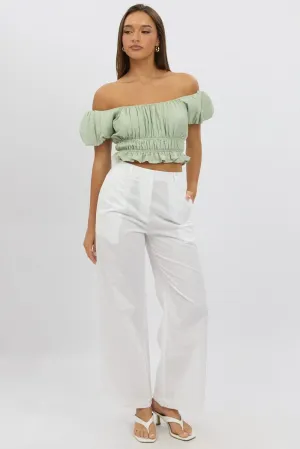 White Tailored Pants Wide Leg Casual Chic