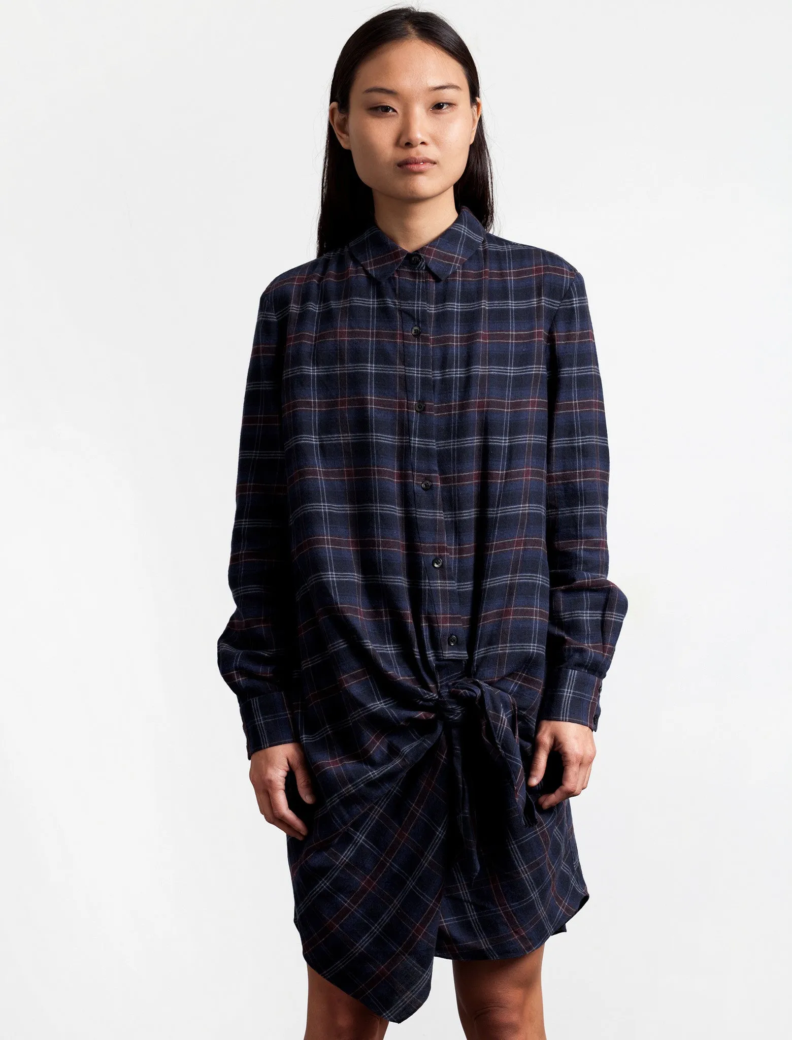 Recycled Polyester Flannel Side Tie Dress
