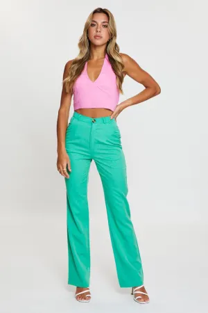 On The Go Green Wide Leg Pant High Rise