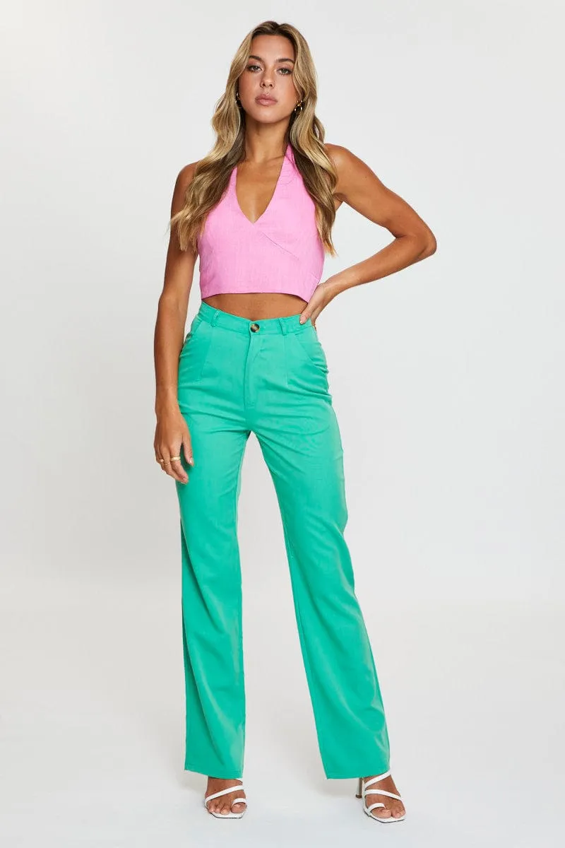 On The Go Green Wide Leg Pant High Rise