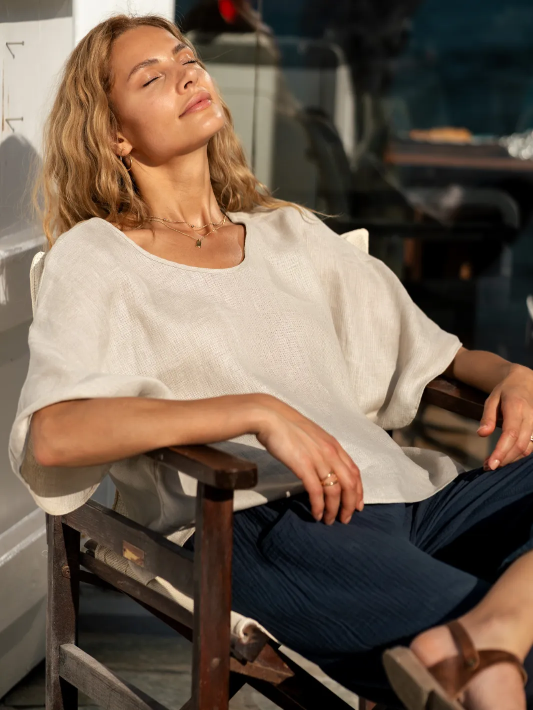 Selene Linen Top Stone Heather Texture Finish