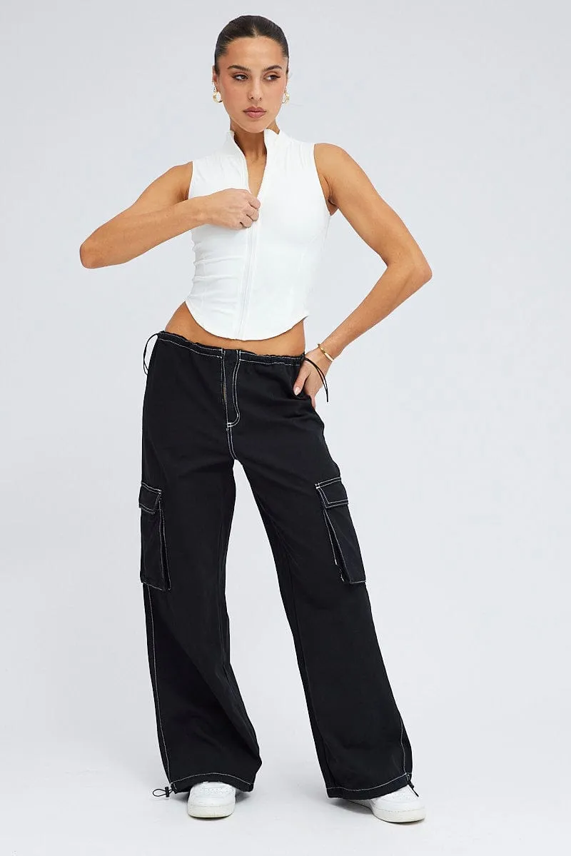 CompressionSupport NonSlipInnerGrip Black Parachute Pants Low Rise