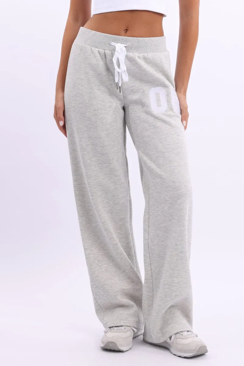Grey Track Pants Wide Leg Comfort Fit Back pockets