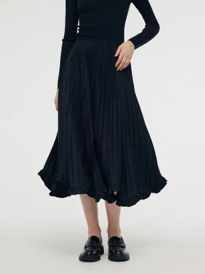 Petal Hem Pleated Women Midi Skirt Designer Inspired