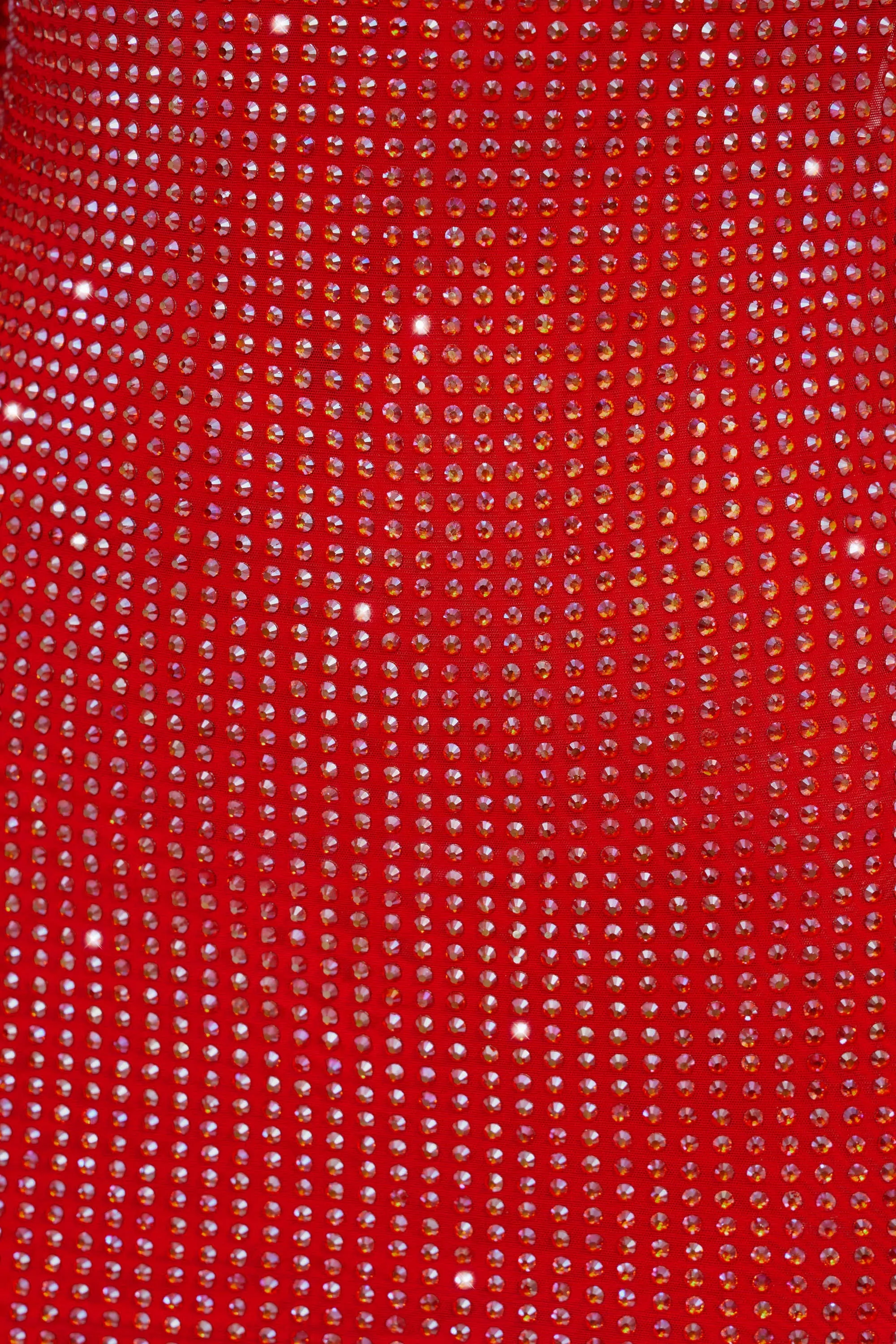 Embellished High Neck Cowl Back Mini Dress in Fire Red UV Protection Flattering Silhouette