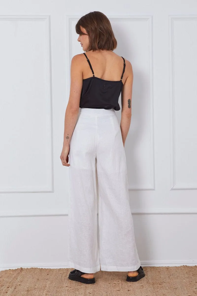 Chic Appeal White Wide Leg Pants High Waist