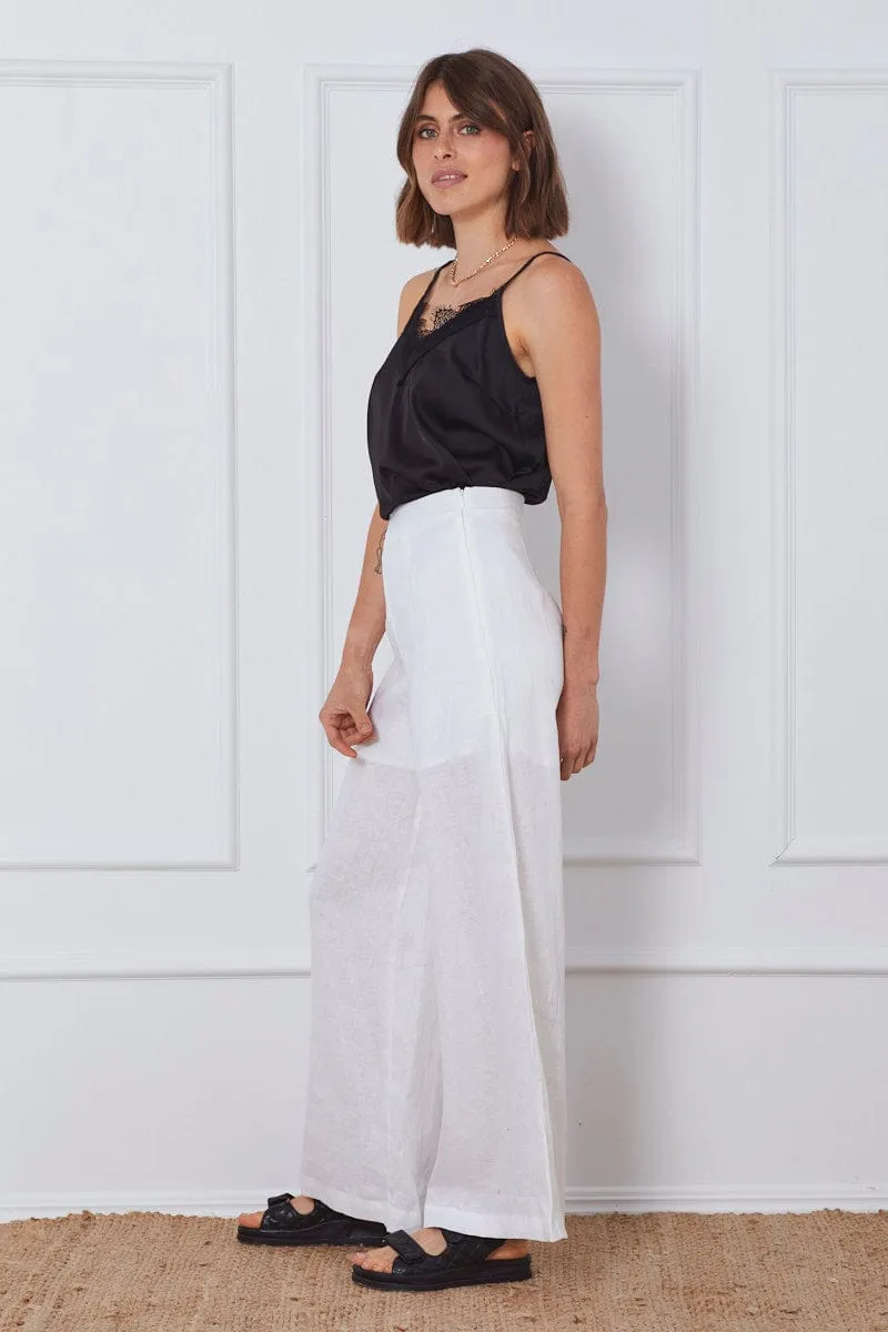 Flexible Activewear Chilly Wear White Wide Leg Pants High Waist
