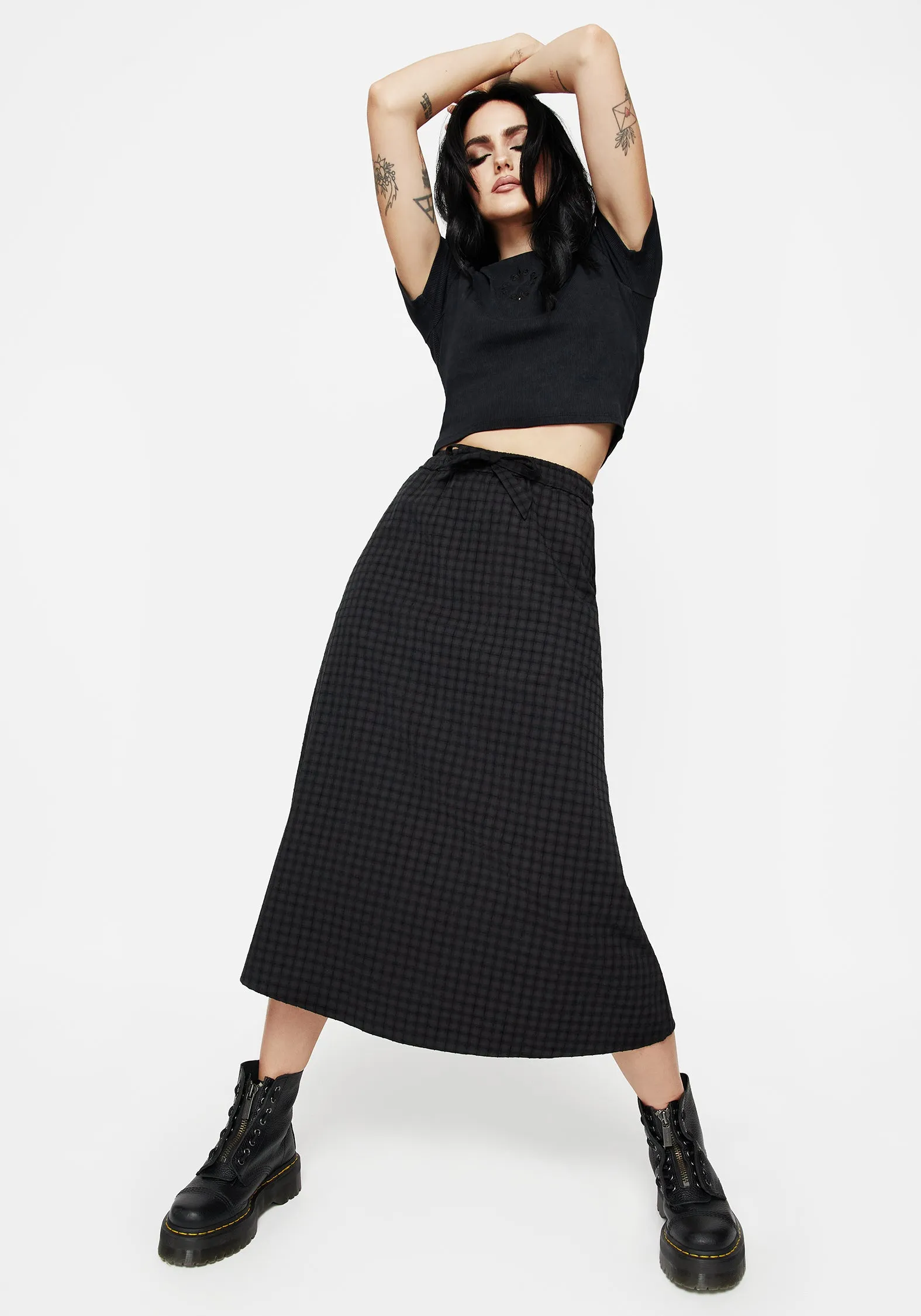 Ziggy Check Midi Skirt Synthetic Blend All Season Wear