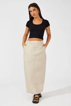 Beige Maxi Skirt High Rise Matte Finish