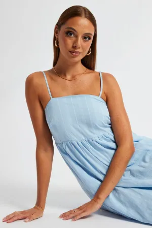 Blue Midi Dress Sleeveless Tall Frame
