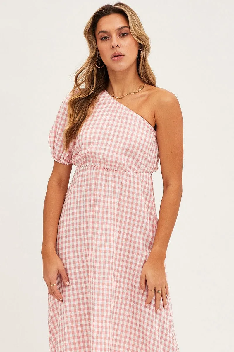 Stripe Check One Shoulder Midi Dress Day To Night Look