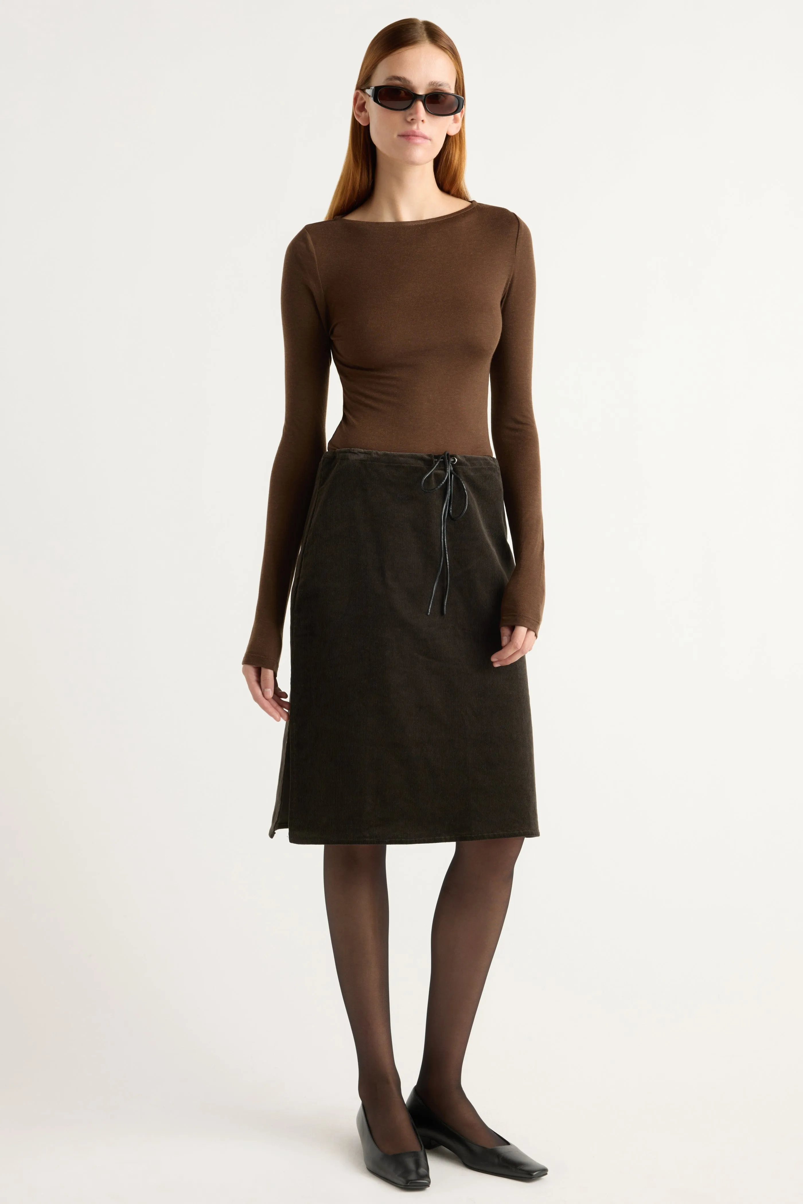 Comfort Mood Bellamy Corduroy Tie-Waist Skirt