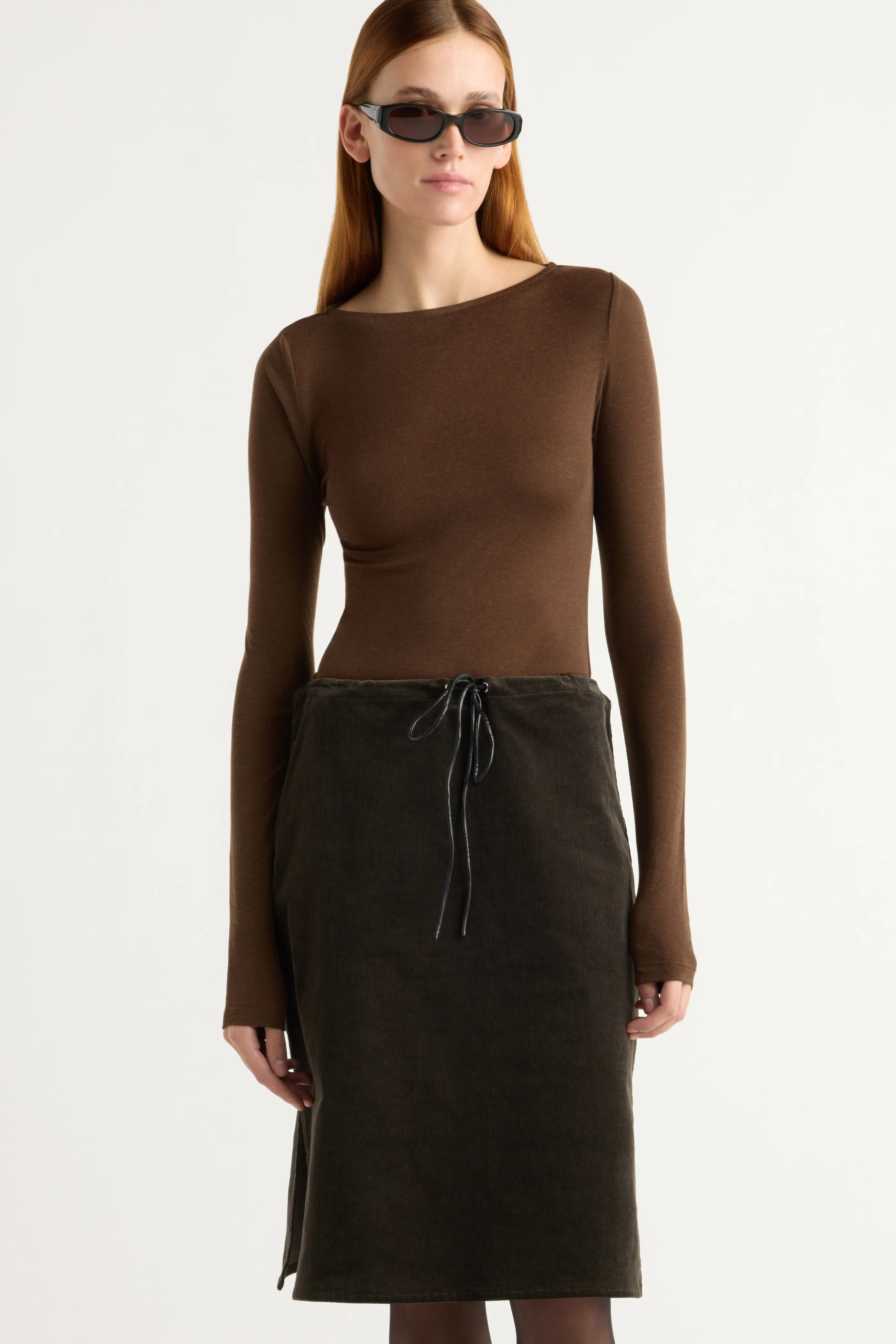 Bellamy Corduroy Tie-Waist Skirt Comfort Wear Tailored Cut