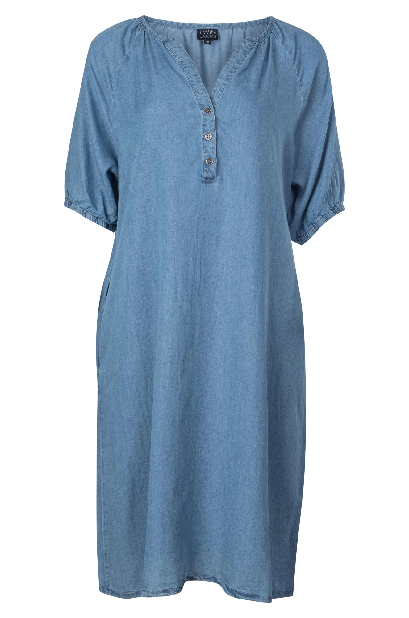 Minimalist Style AI Core Tencel Dress with in seam pockets | LIGHT INDIGO | 6634A1