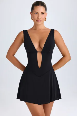 Easy Fit Trend Glow Plunge Cut-Out Mini Dress in Black