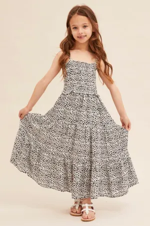 Urban Ease Print Kids Midi Dress Singlet Tiered