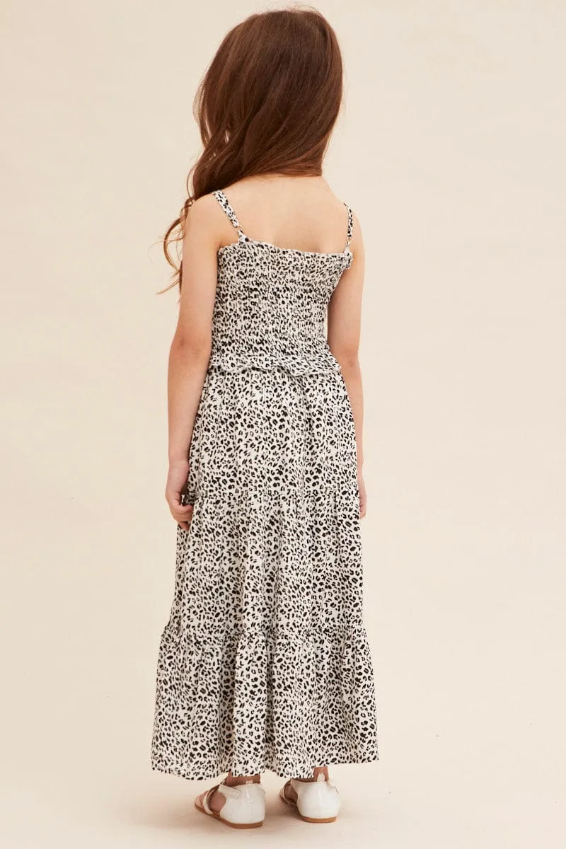 Edgy Youth Print Kids Midi Dress Singlet Tiered