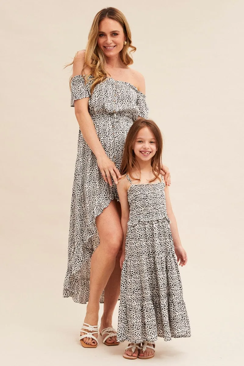 Casual Fashion Crystal Light Print Kids Midi Dress Singlet Tiered