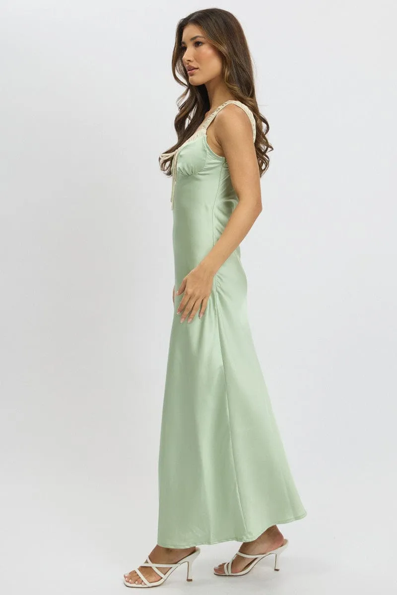Polished Wardrobe Plus Fit Green Midi Dress Elasticated Shoulder Strap Satin