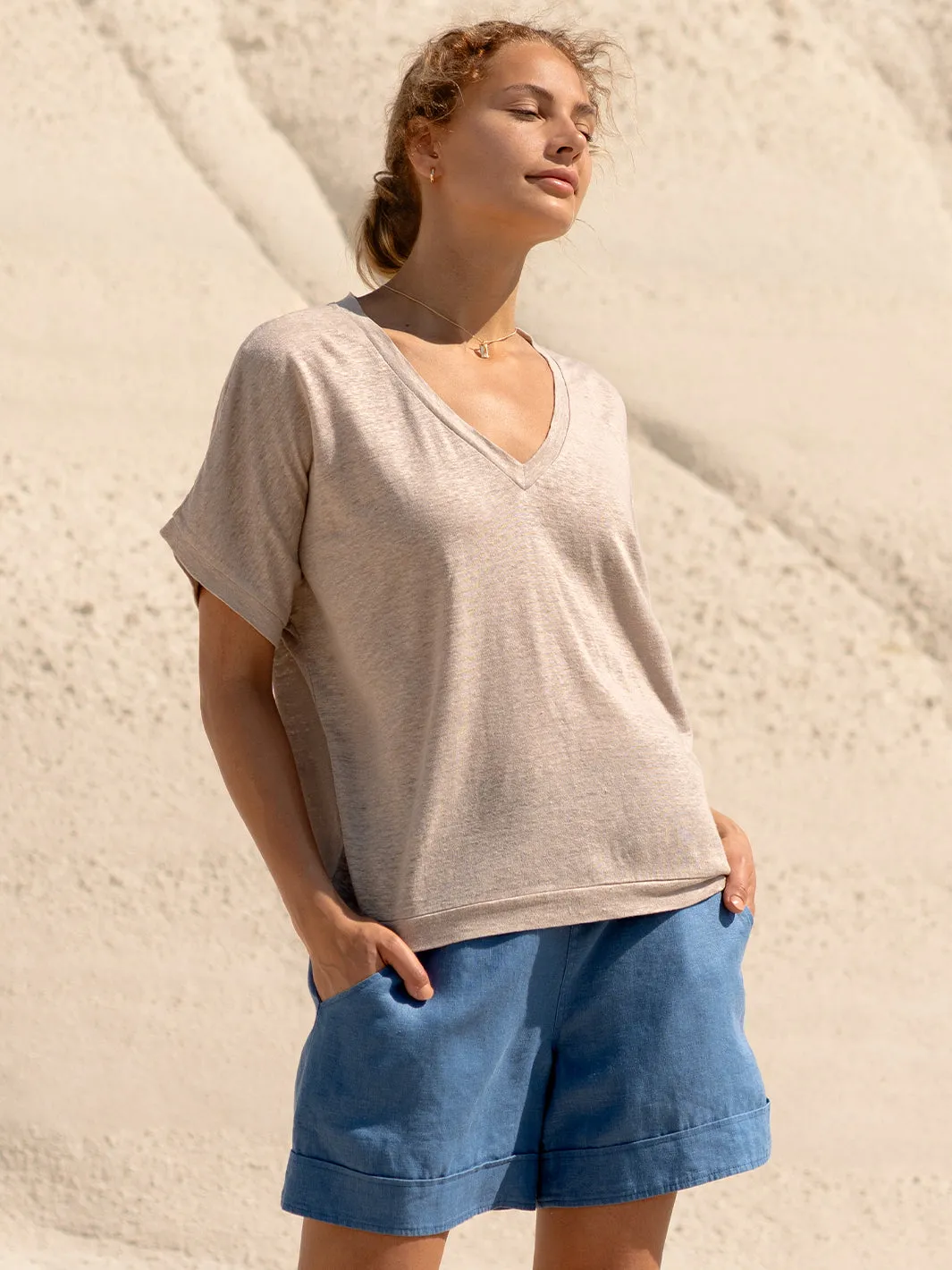 Non Toxic Materials Slim Silhouette Iris Jersey T-Shirt Rustic Taupe
