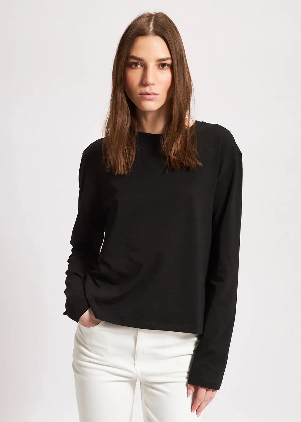 Long Sleeve Iconic Boyfriend Crew Tee ComfortFirst Everyday Fashion Look