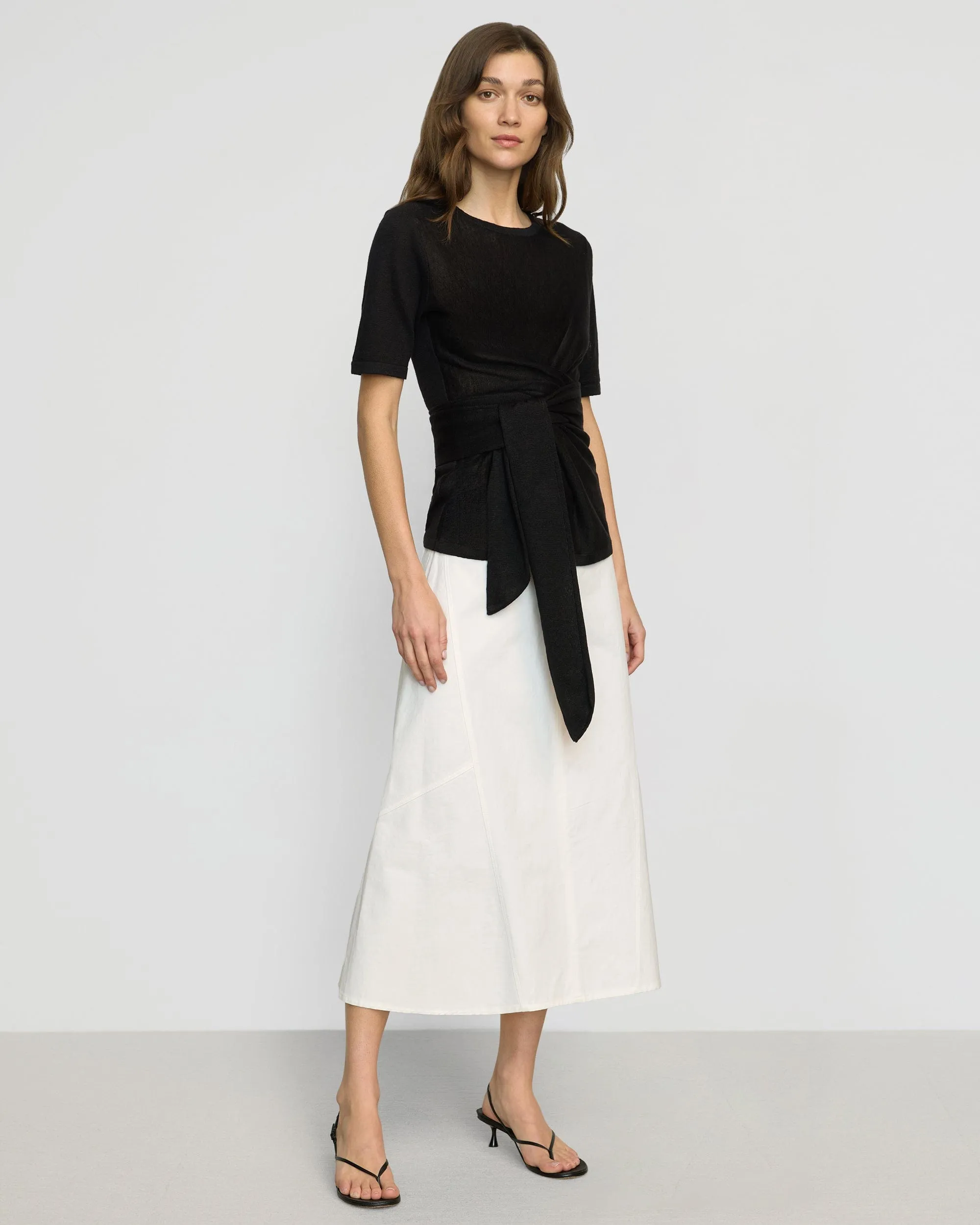 Texture Focus Fashion Detail Nava Cotton Twill Flared Skirt
