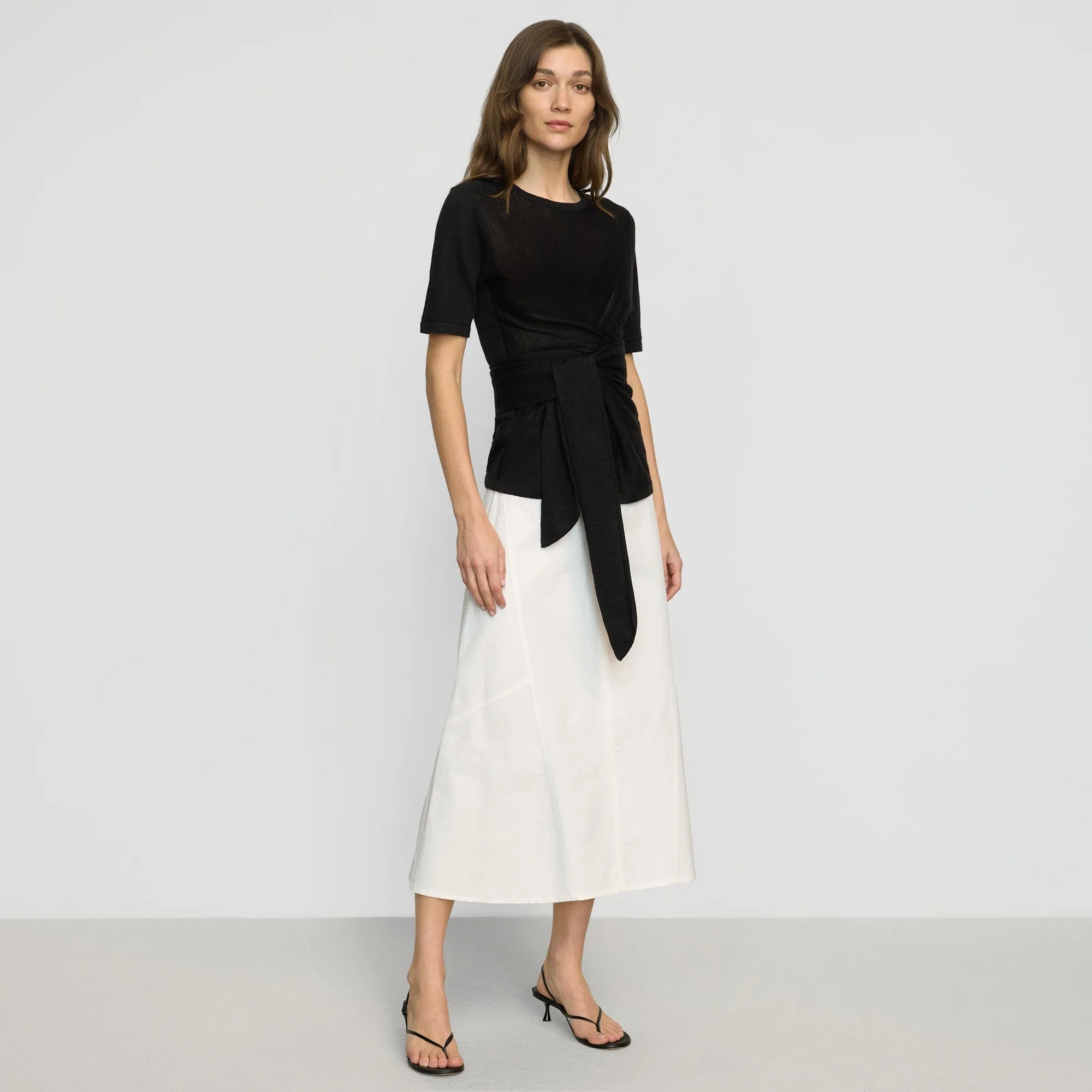 Clean Aesthetic Nava Cotton Twill Flared Skirt