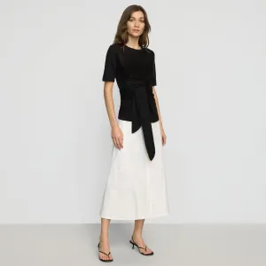 Clean Aesthetic Nava Cotton Twill Flared Skirt
