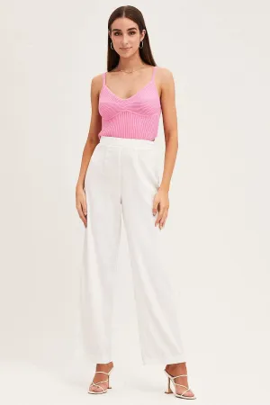 SecureZipperClosures All-Purpose Comfort White Wide Leg Pant