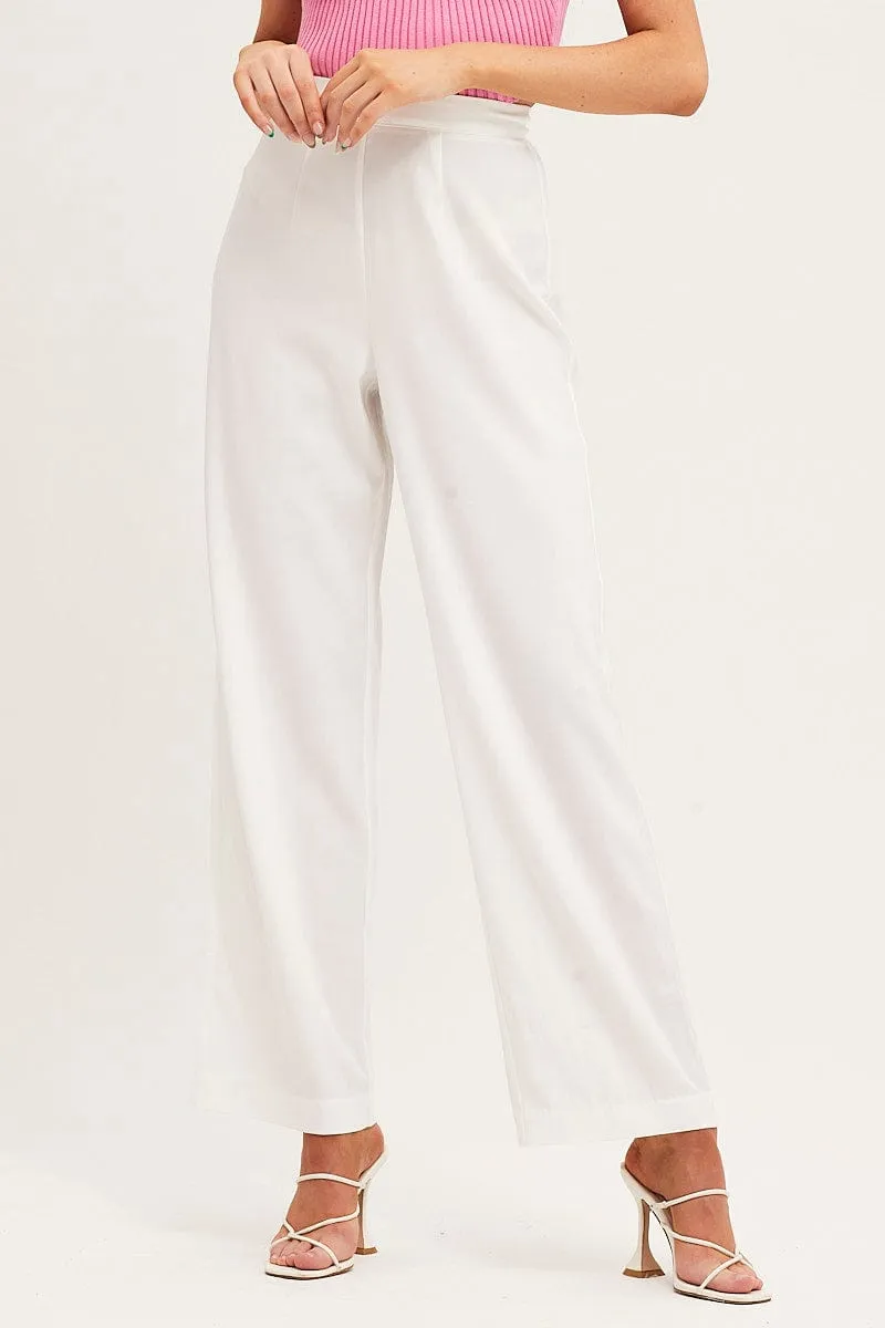 White Wide Leg Pant Casual Edge Everyday Comfort