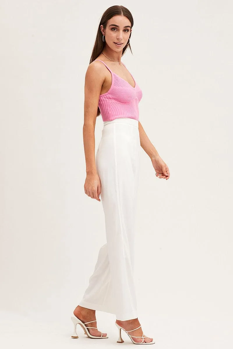Soft and Stretchy White Wide Leg Pant