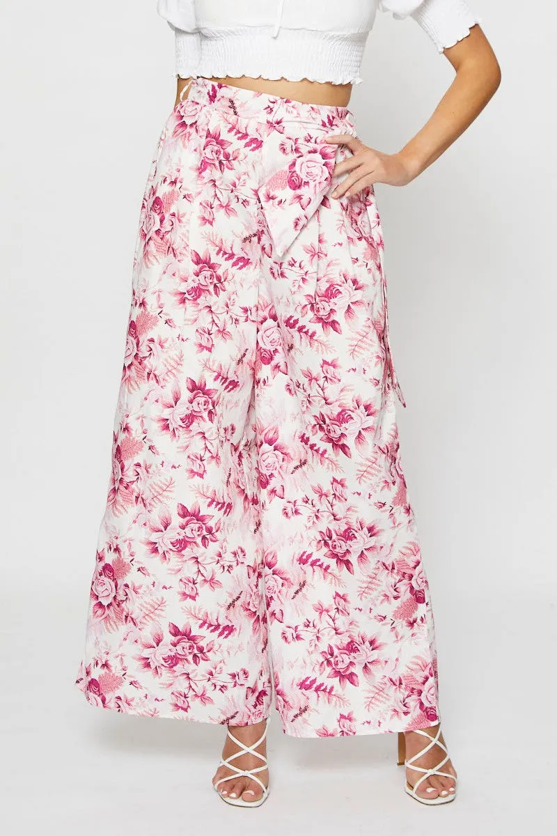 Stable Shape Print Wide Leg Pants High Rise