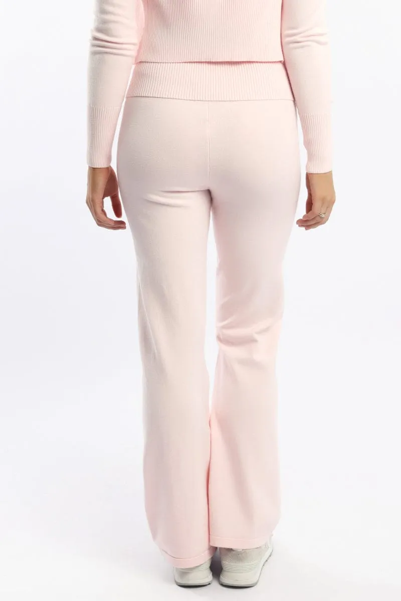 Pink Wide Leg Pants Knit Boho chic