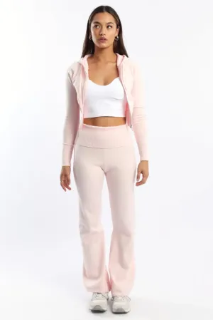 Pink Wide Leg Pants Knit Tear Resistant Weave Moisture wicking