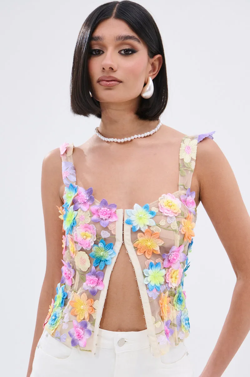 FLOWER POWER SHEER CORSET Minimalist Style AntiStatic Treatment