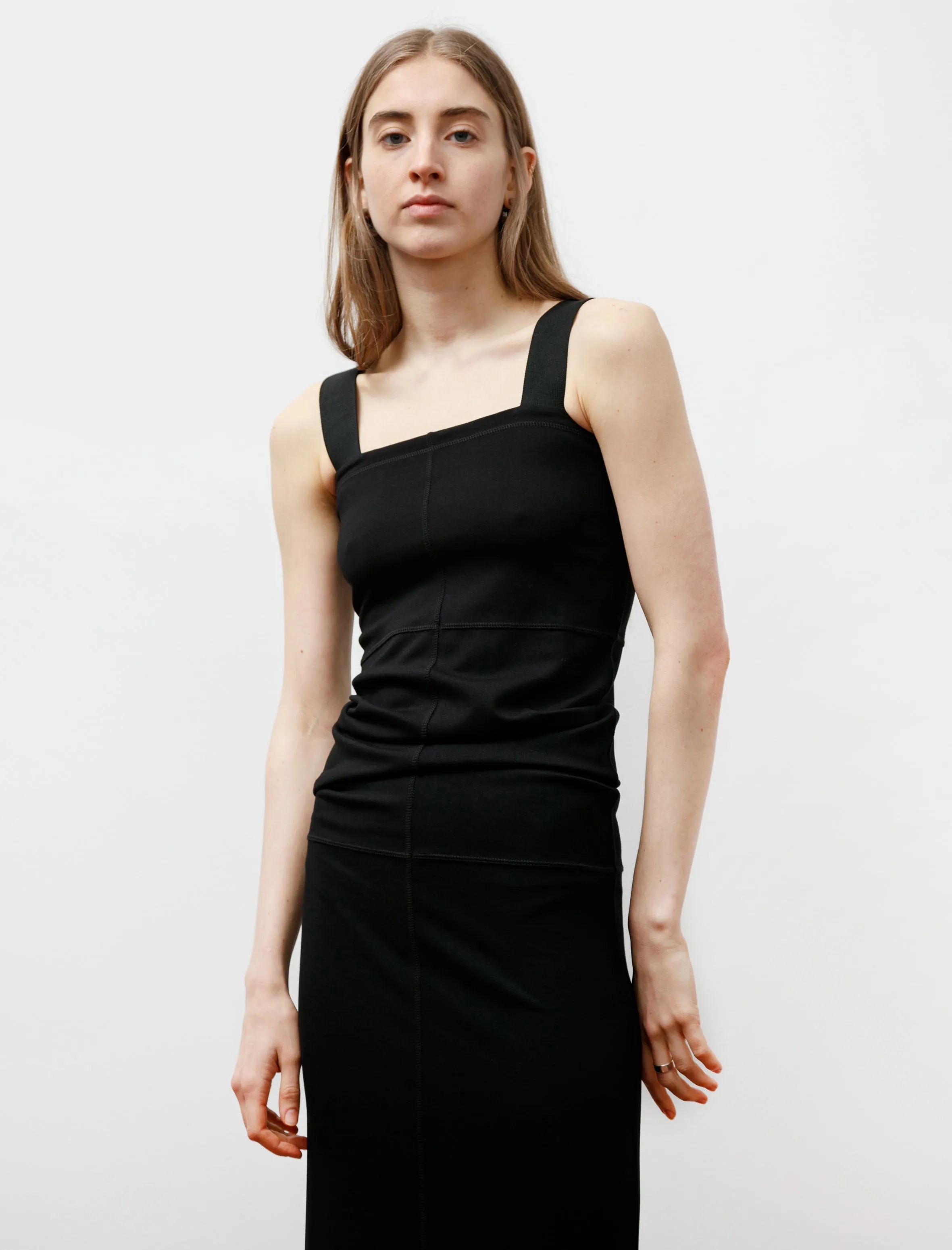 Easy Layer Long Tank Dress Black