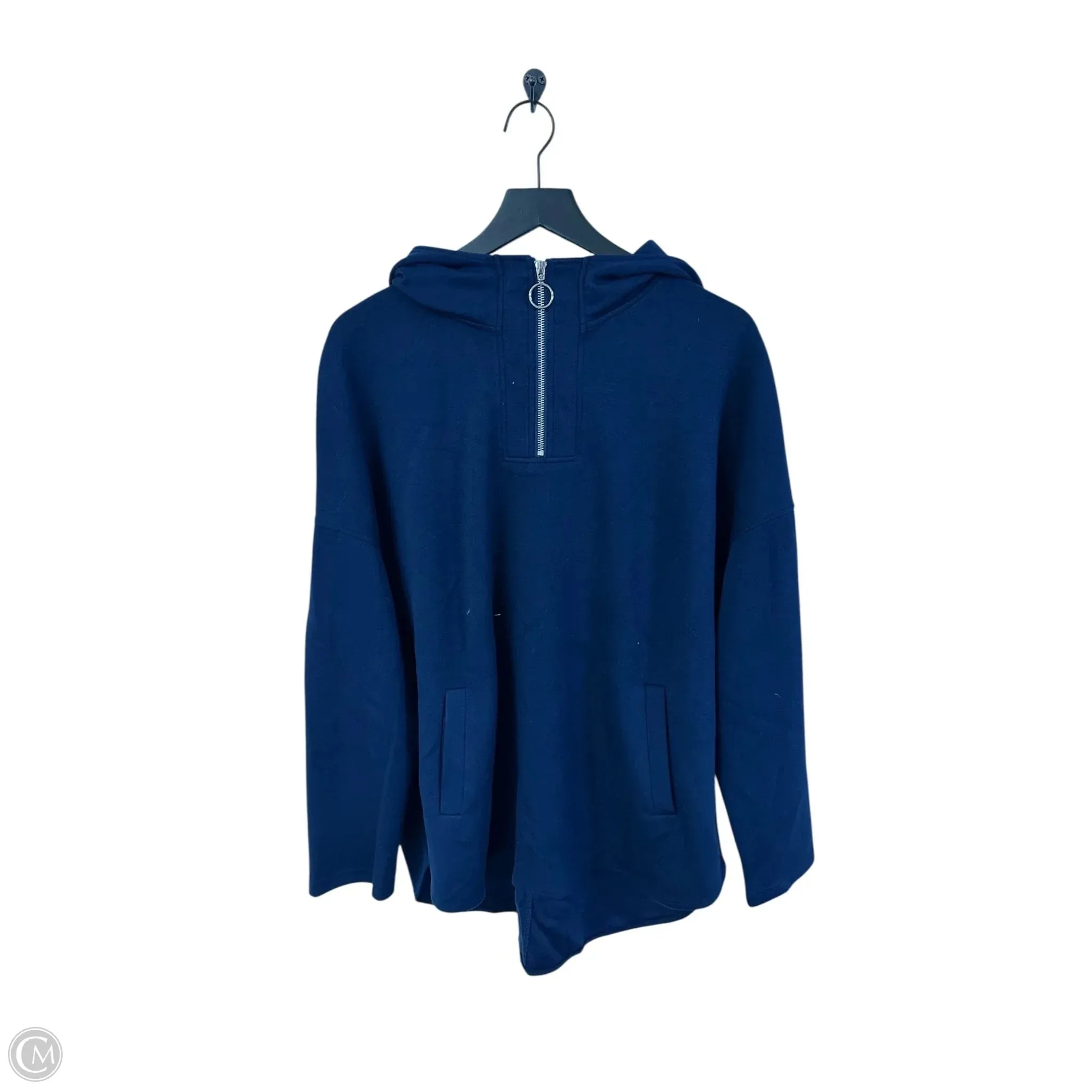 Sweatshirt Hoodie By Cmf In Navy, Size: L FlatlockStitching Adjustable Waistband