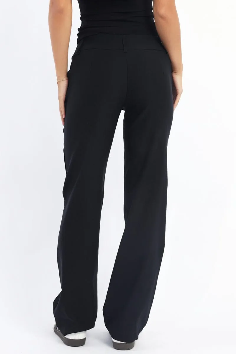 Thermal regulation Black Straight Fit Low Rise Pants