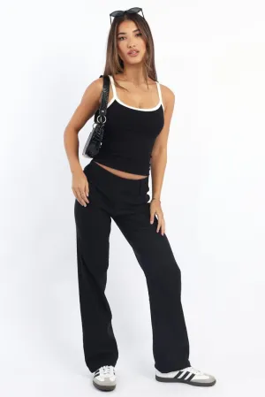 Black Straight Fit Low Rise Pants Chilly Wear LowProfileWaistband