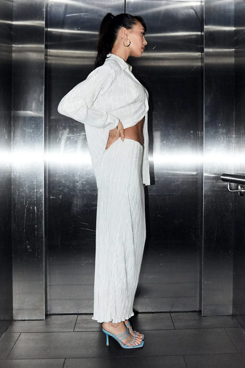 White Plisse Skirt Maxi High Rise Quiet Style All Day Comfort