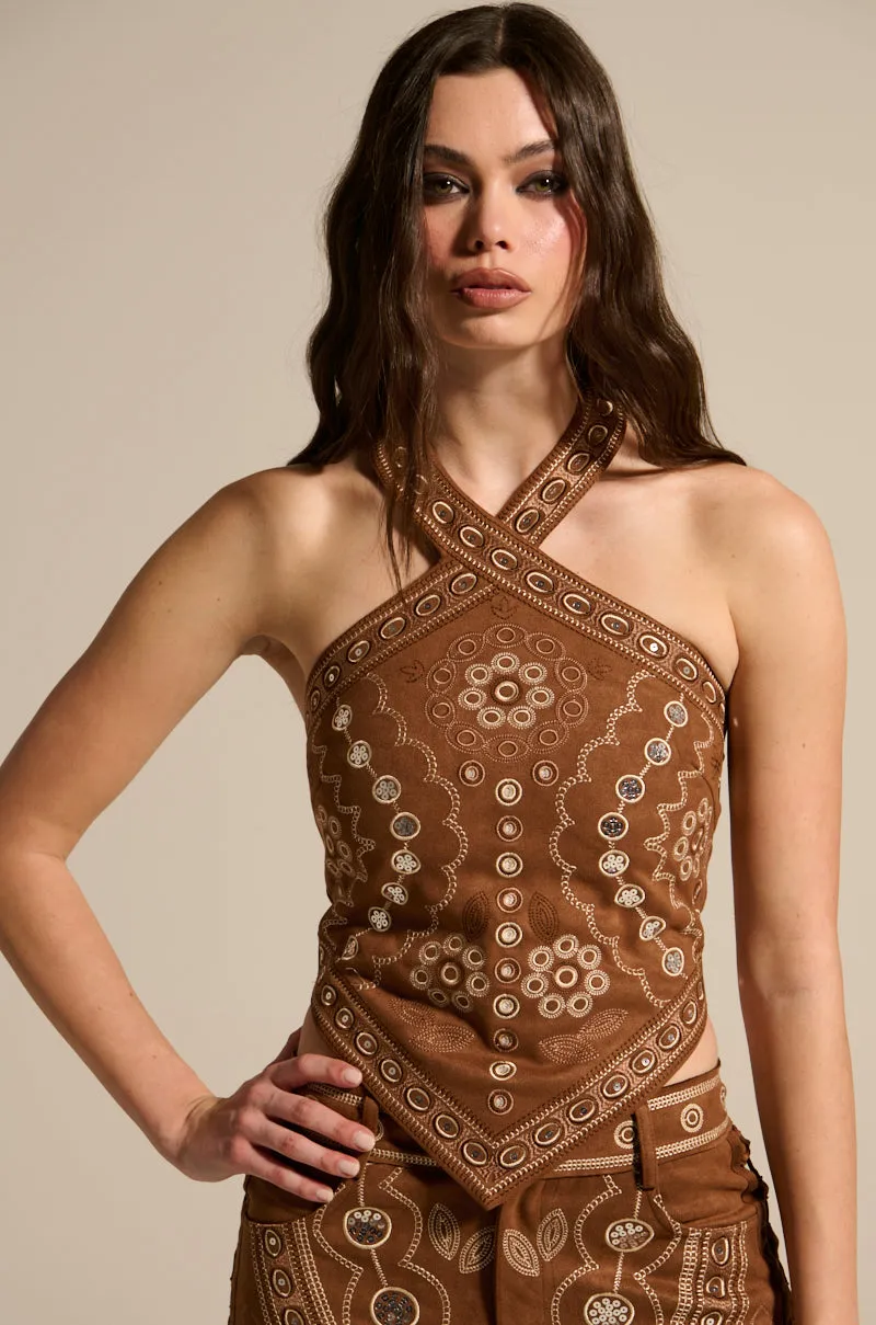 TEXAS FOREVER HALTER TOP Body Mapped Ventilation