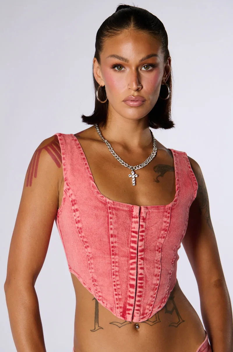 Outdoor Cool High Performance OUT THE MUD ACID WASH DENIM CORSET TOP