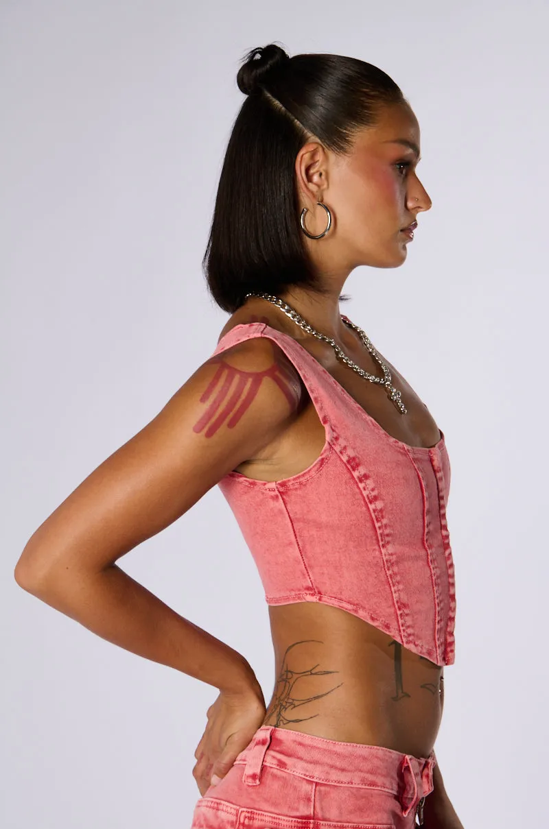Anti Slip Grips OUT THE MUD ACID WASH DENIM CORSET TOP