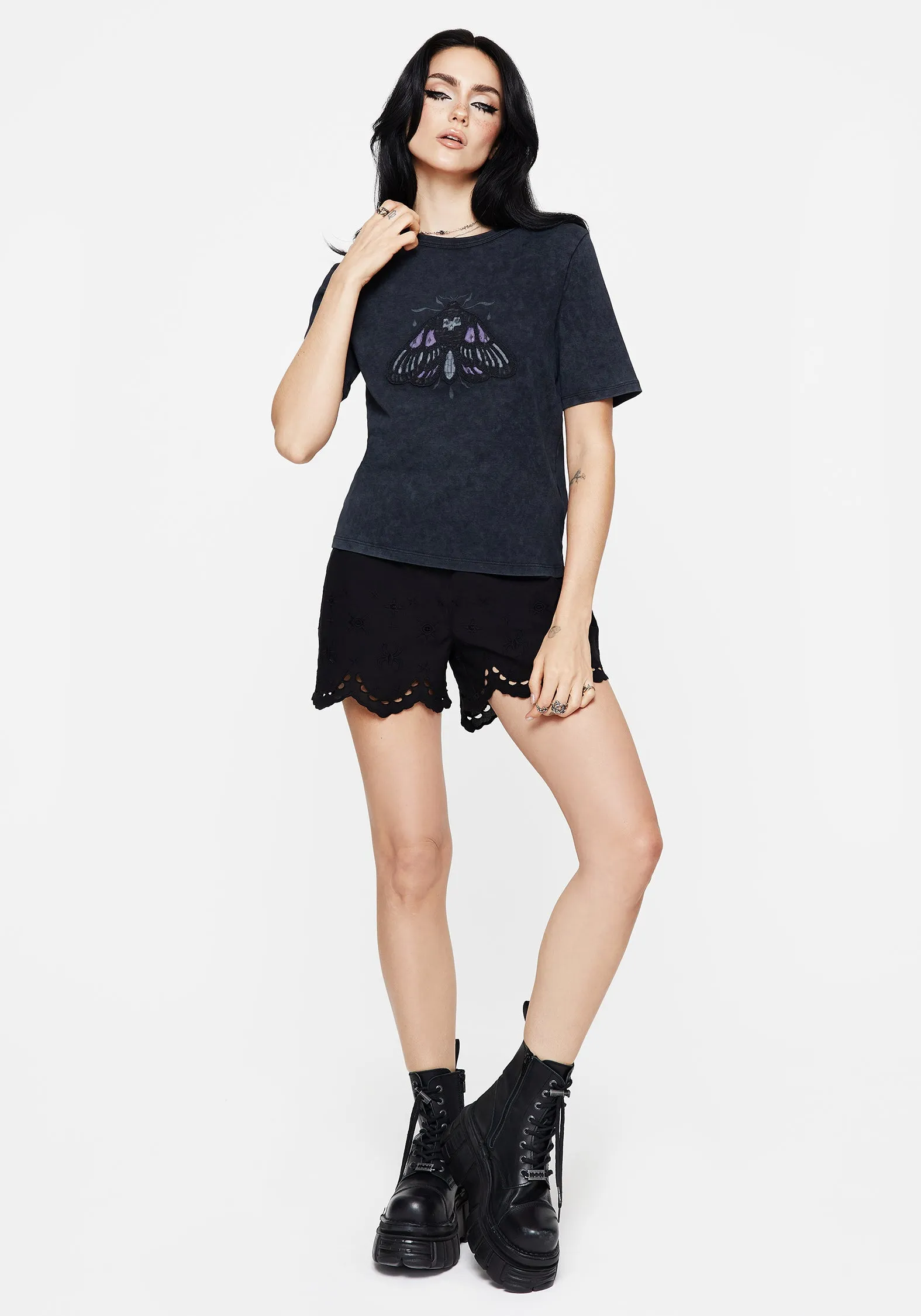 Summertime Cotton Moth Applique T-Shirt long sleeved Athletic Wear