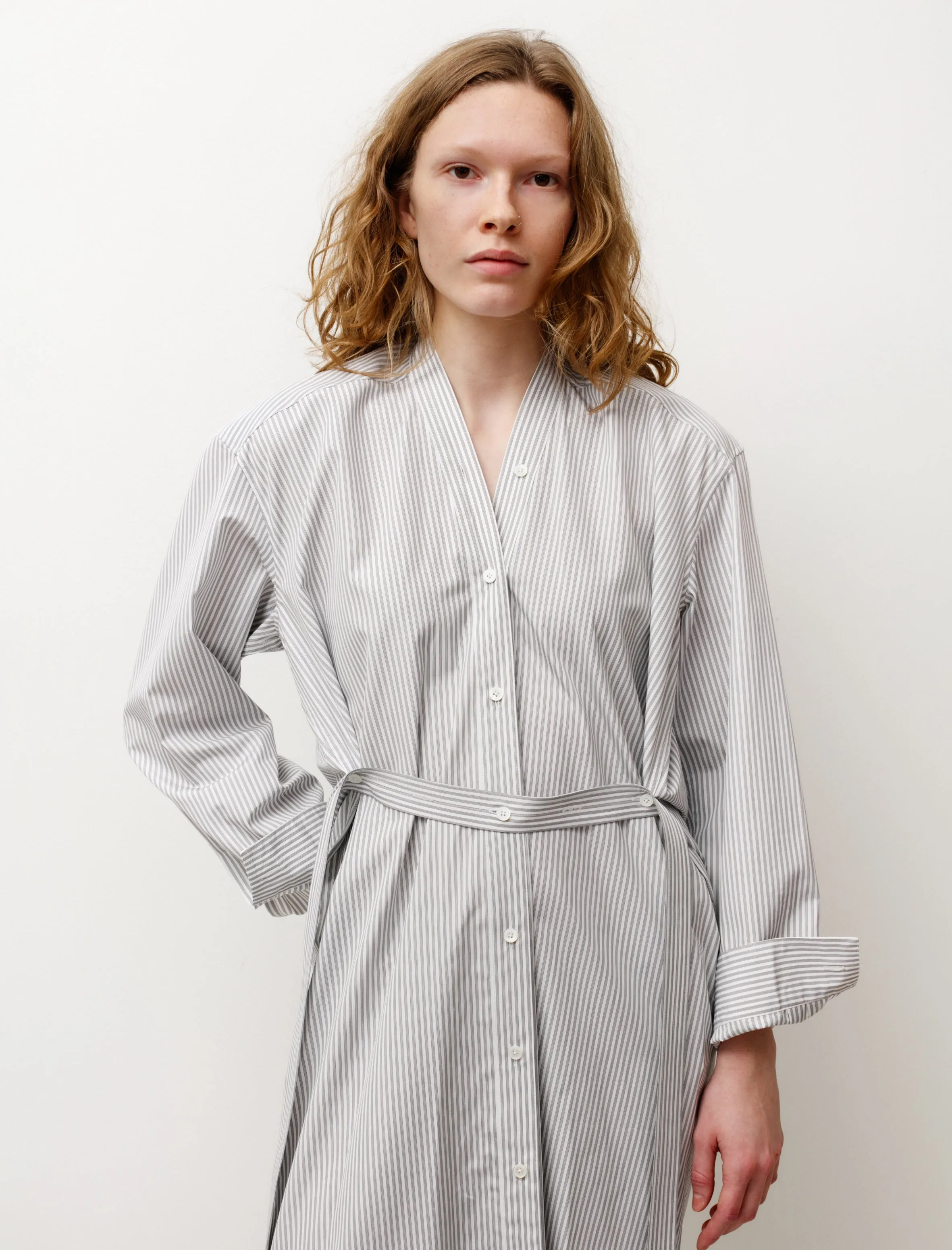 Tilted Shirtdress Striped White/Black AbrasionResistantThread