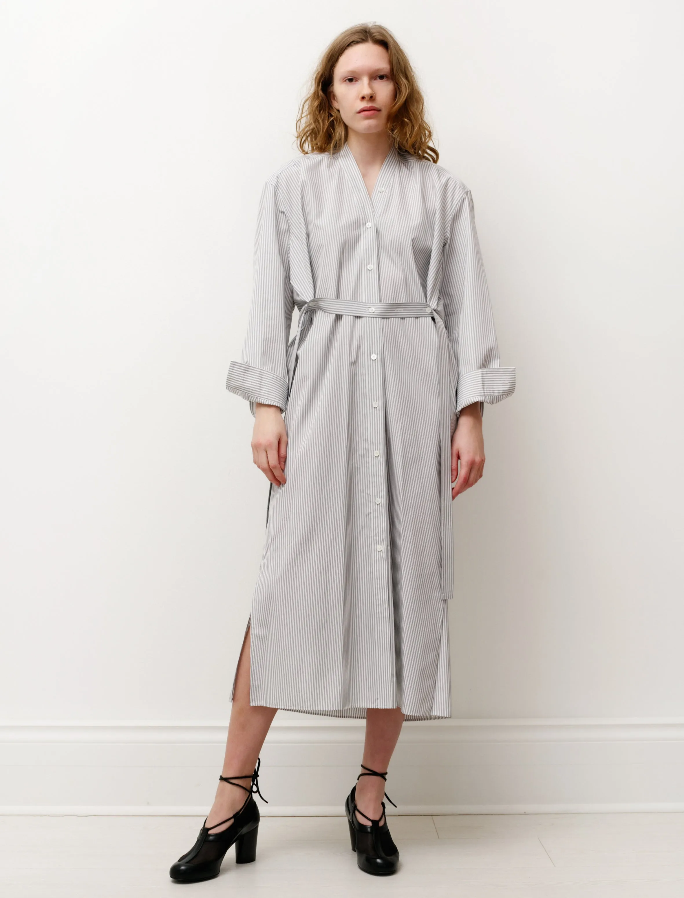 Romance Air Tilted Shirtdress Striped White/Black