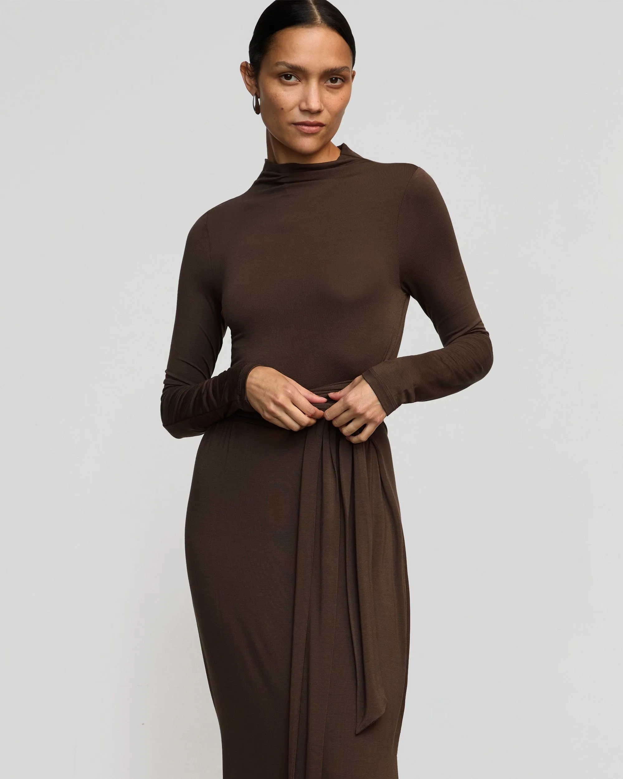 Vero Tie-Front Long-Sleeve Dress Casual Protection