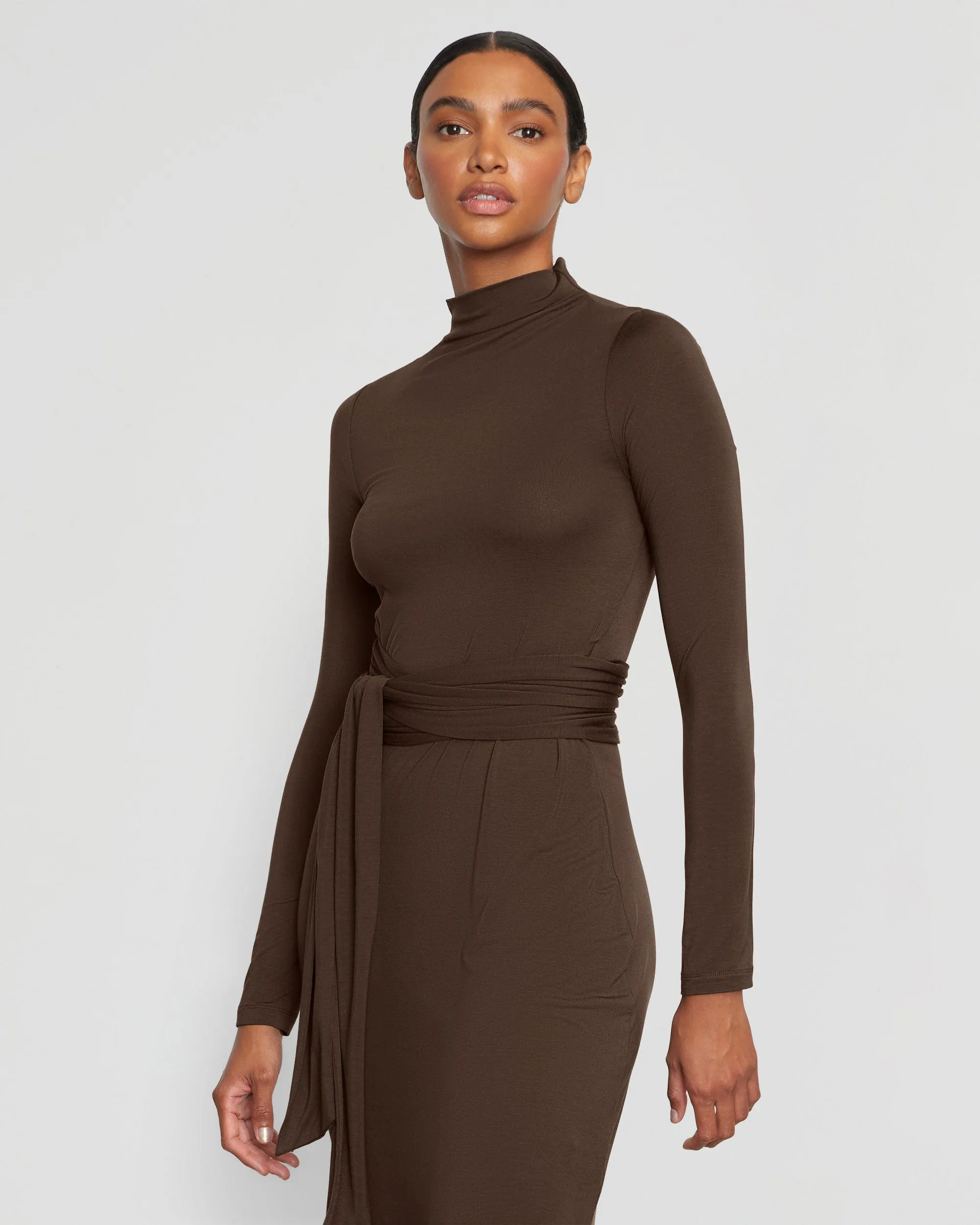 Vero Tie-Front Long-Sleeve Dress Easy Tunic