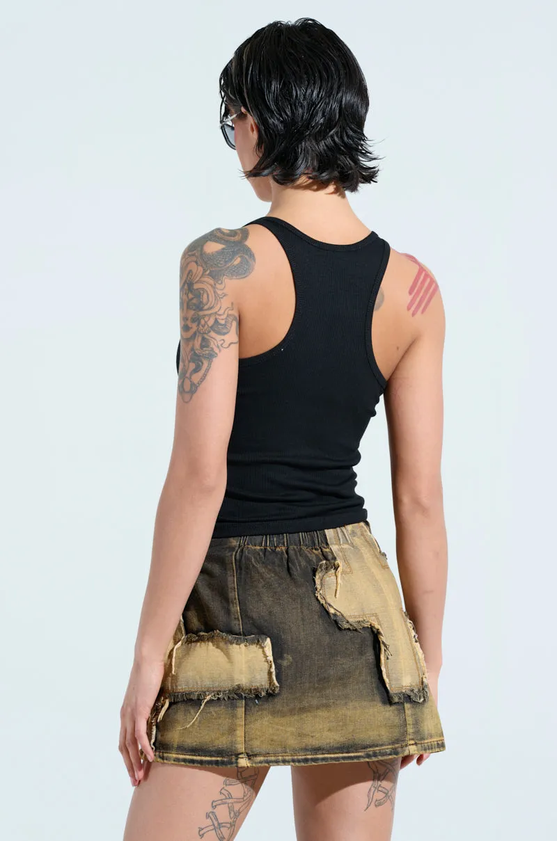 BAD HABIT STRAPPY TANK TOP IN BLACK manual control weapon upgrade