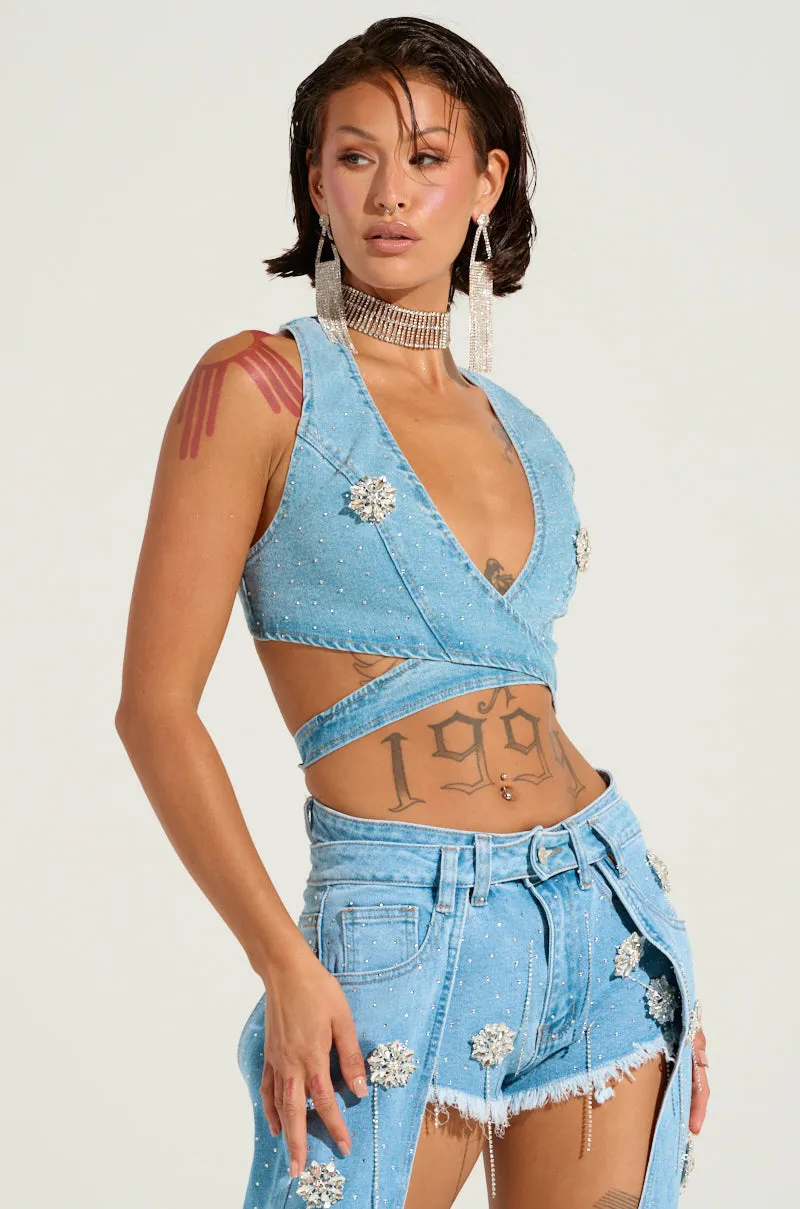 anti tank Temperature Regulating DIVALICIOUS DENIM BRA TOP